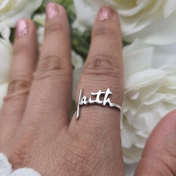 ❤️ MY FAITH STERLING SILVER RING - Picture 5 of 8